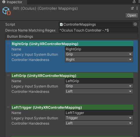 Unity XR Mappings